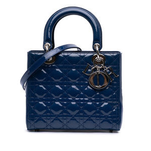Mini Lady Dior Navy Navy Blue Patent Bag Christian Dior Navy Blue